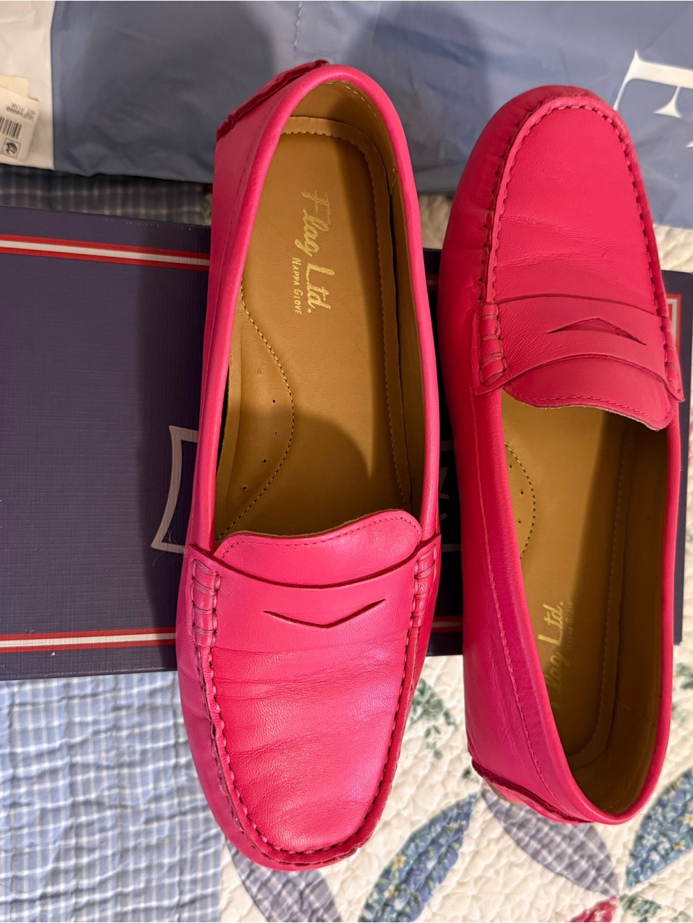 Flag Ltd Hot Pink Leather Penny Loafers for Women